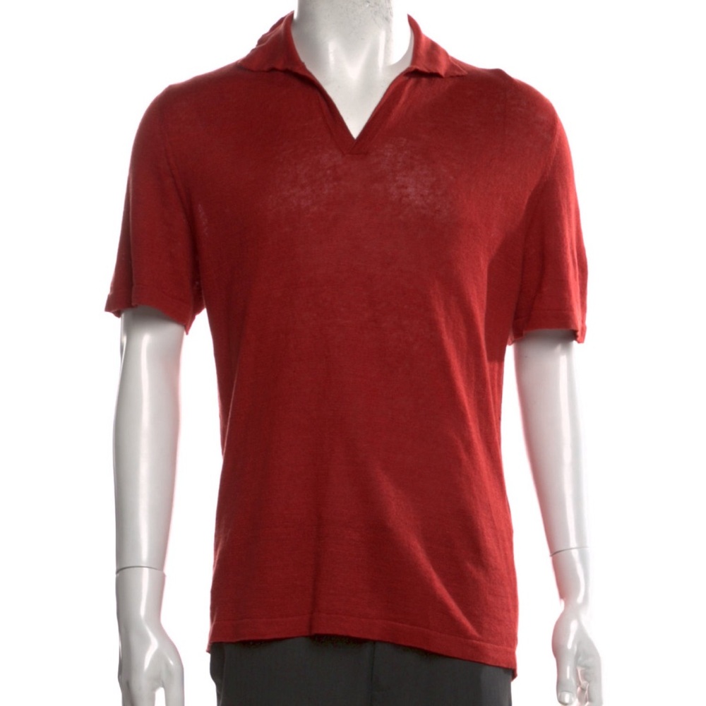 Altea Men’s Linen V-Neck Polo Shirt - XS